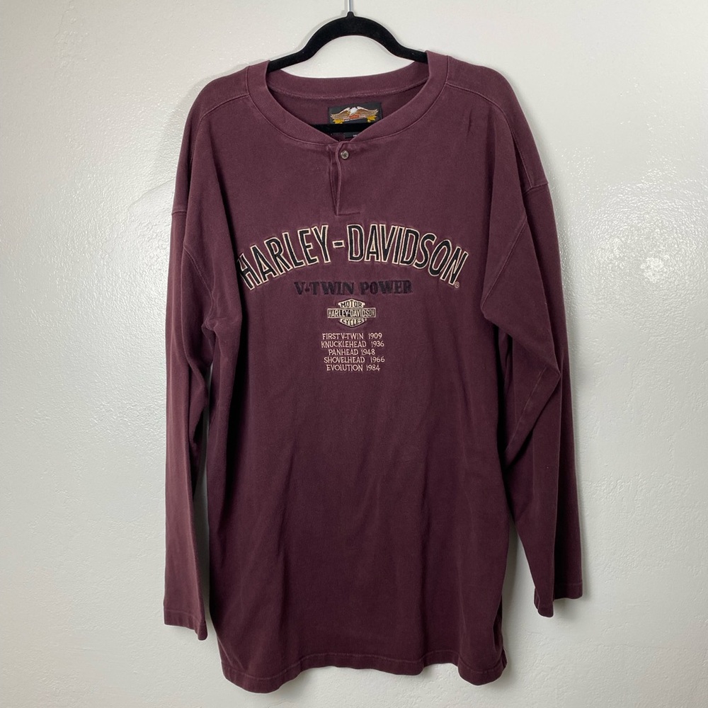 Harley-Davidson Long Sleeve Motorcycle Embroidered Graphic Shirt Men’s size XXL